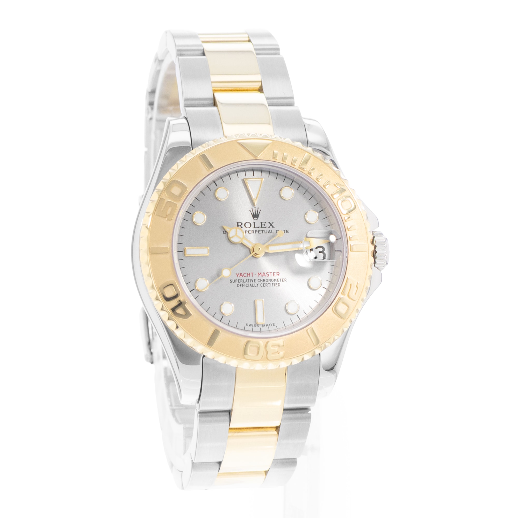 Rolex Yacht-Master 35 168623 Silver Dial Steel Yellow Gold Automatic Mens Watch