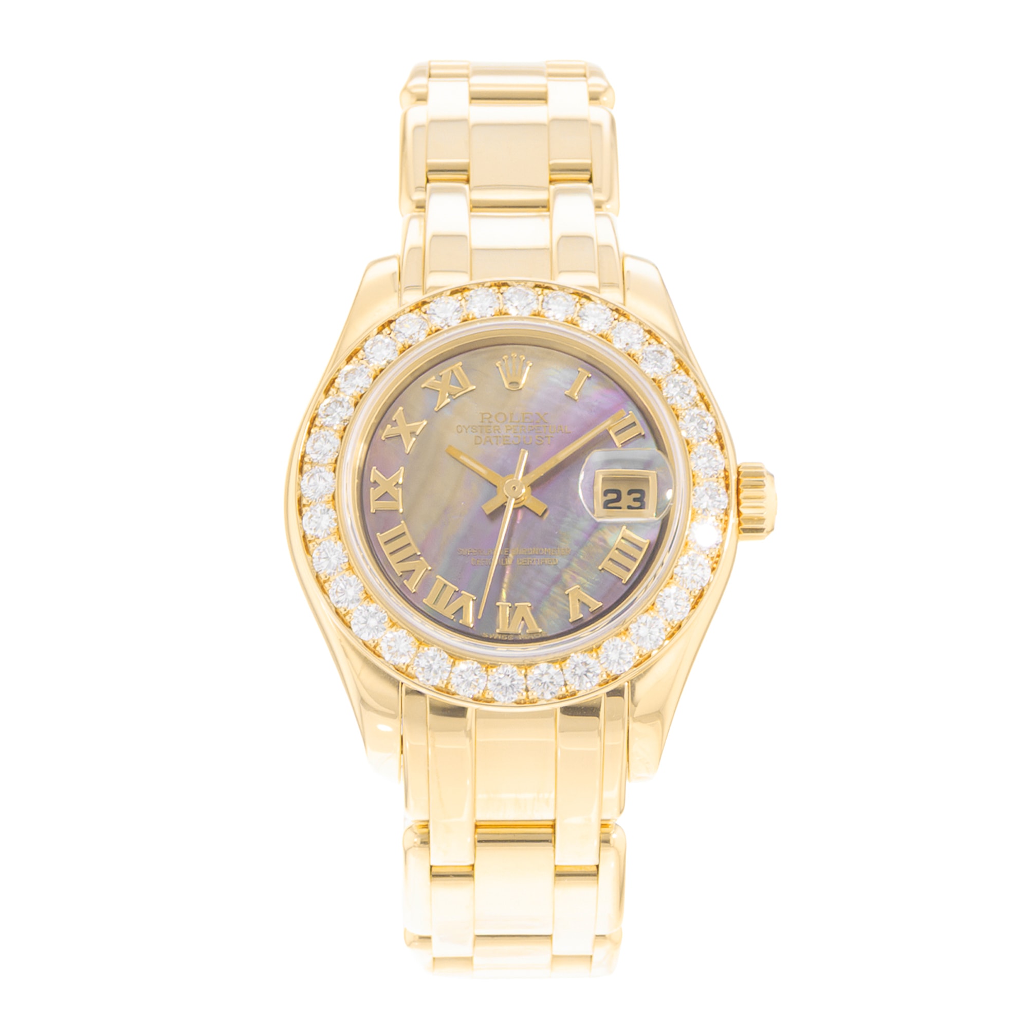 Rolex Pearlmaster 80298 29mm Mop Diamonds Yellow Gold Ladies Watch