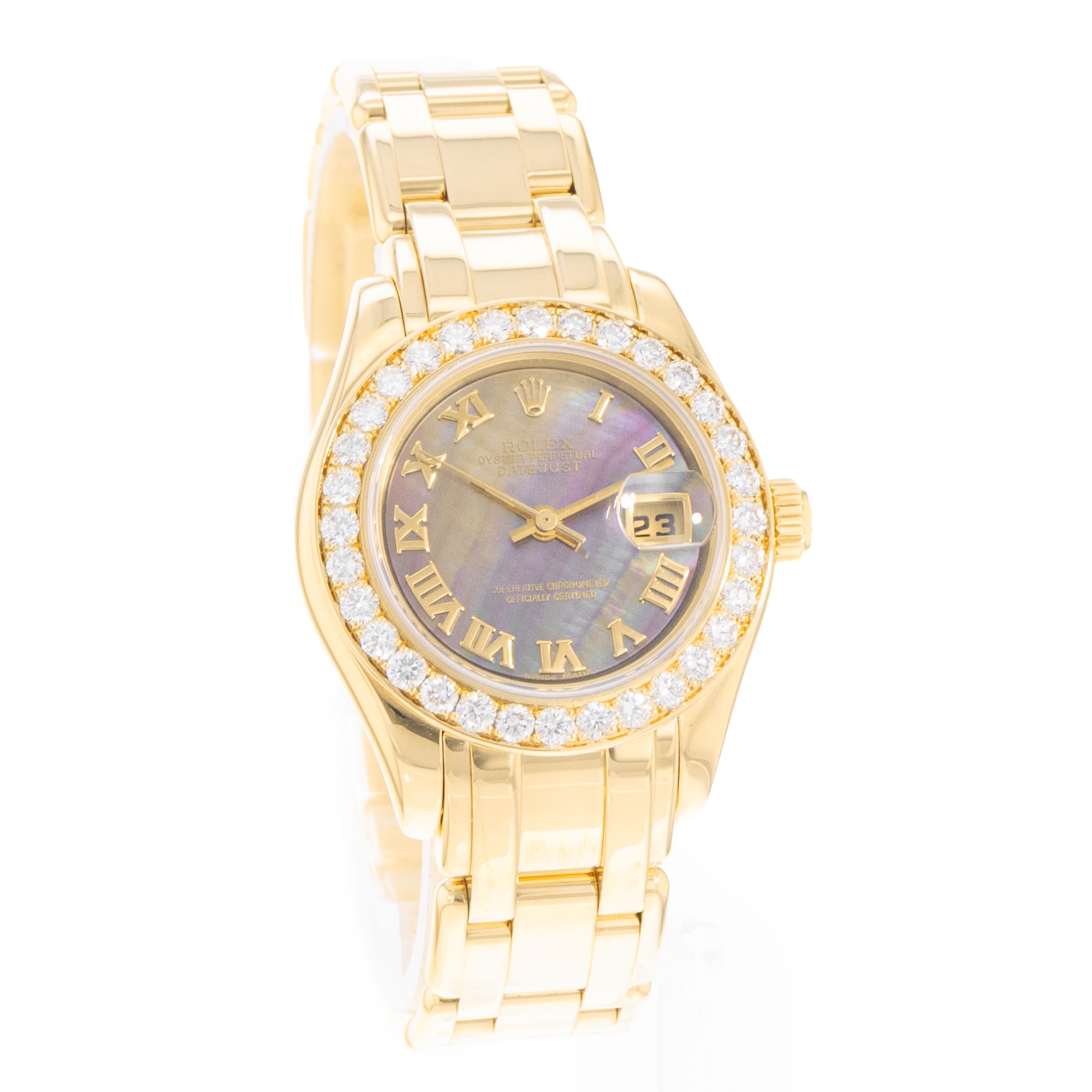 Rolex Pearlmaster 80298 29mm Mop Diamonds Yellow Gold Ladies Watch