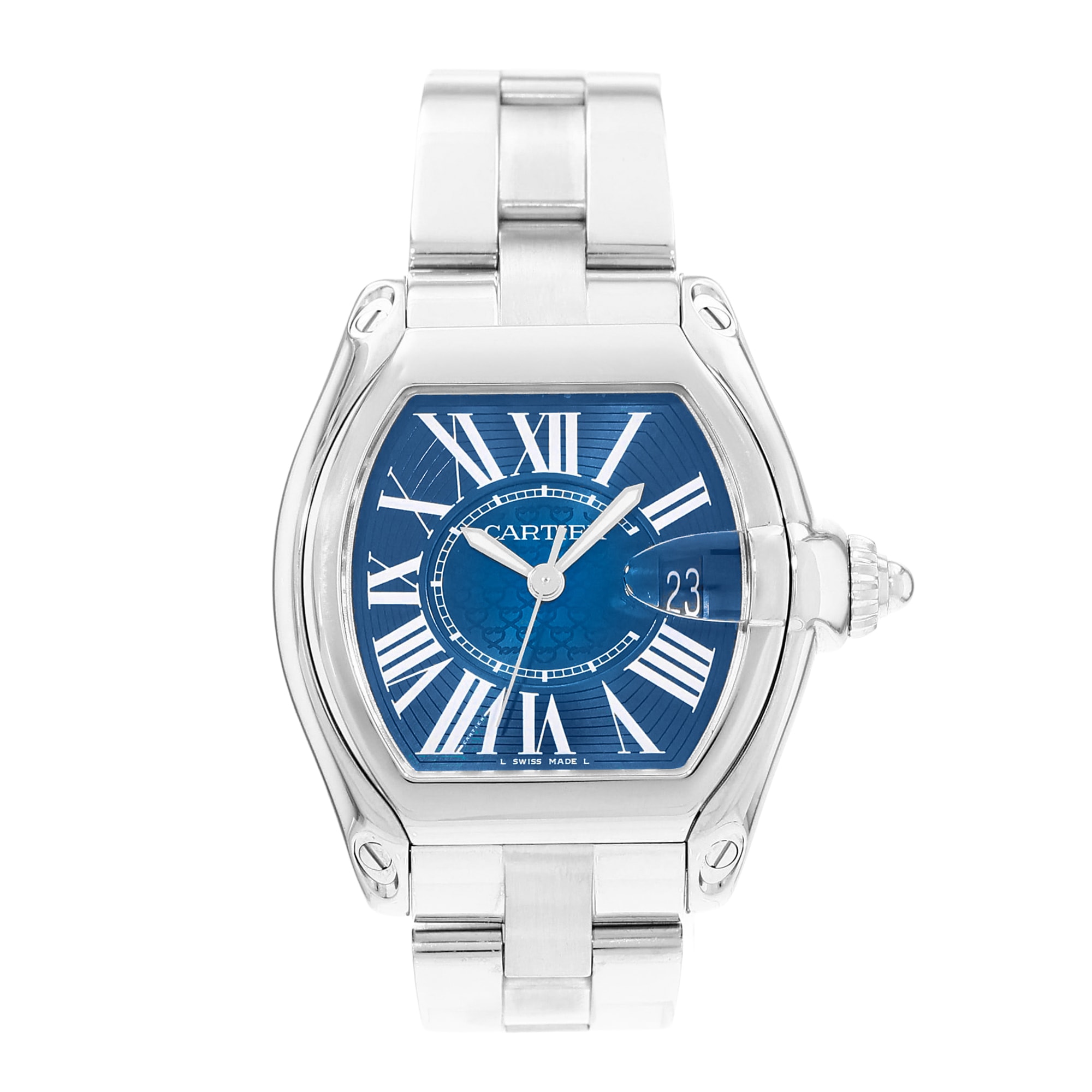Cartier Roadster W6206012 3179 40mm Blue Dial Steel Mens Watch