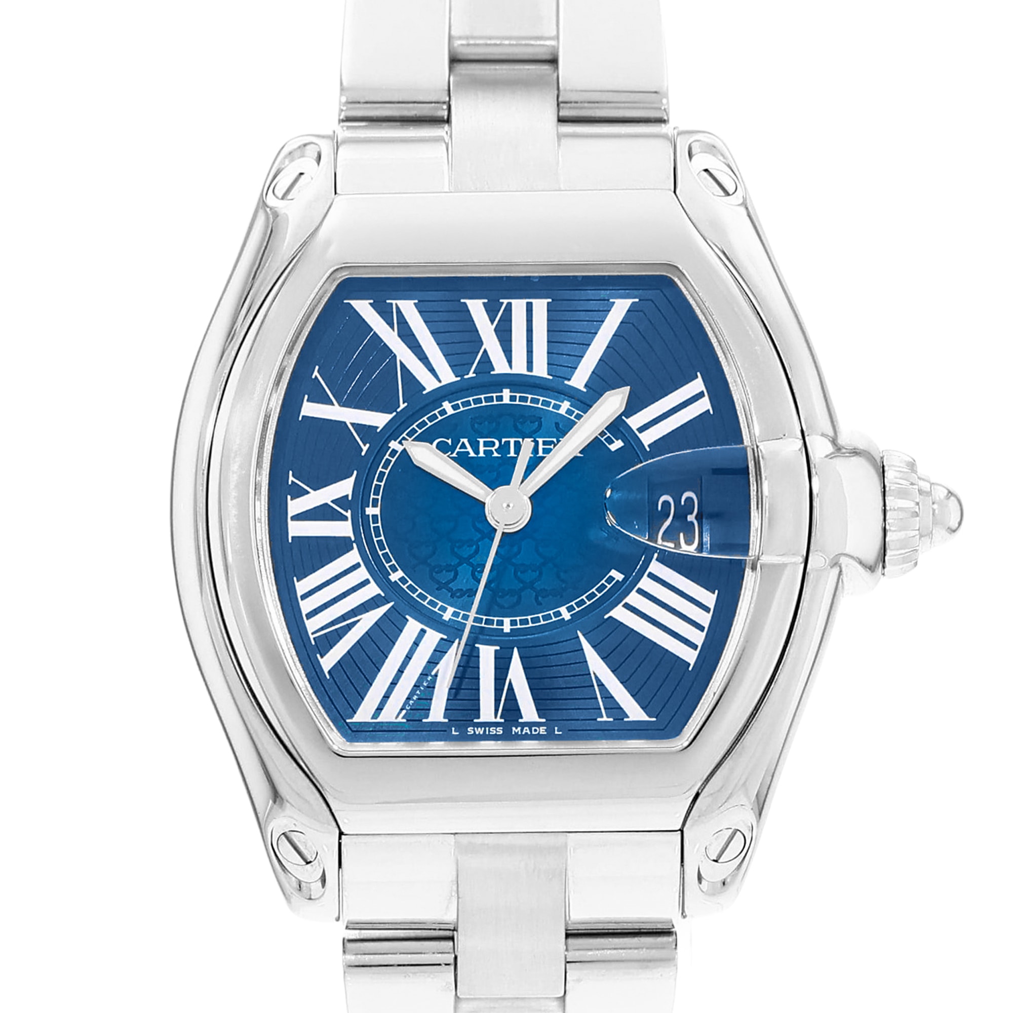 Cartier Roadster W6206012 3179 40mm Blue Dial Steel Mens Watch