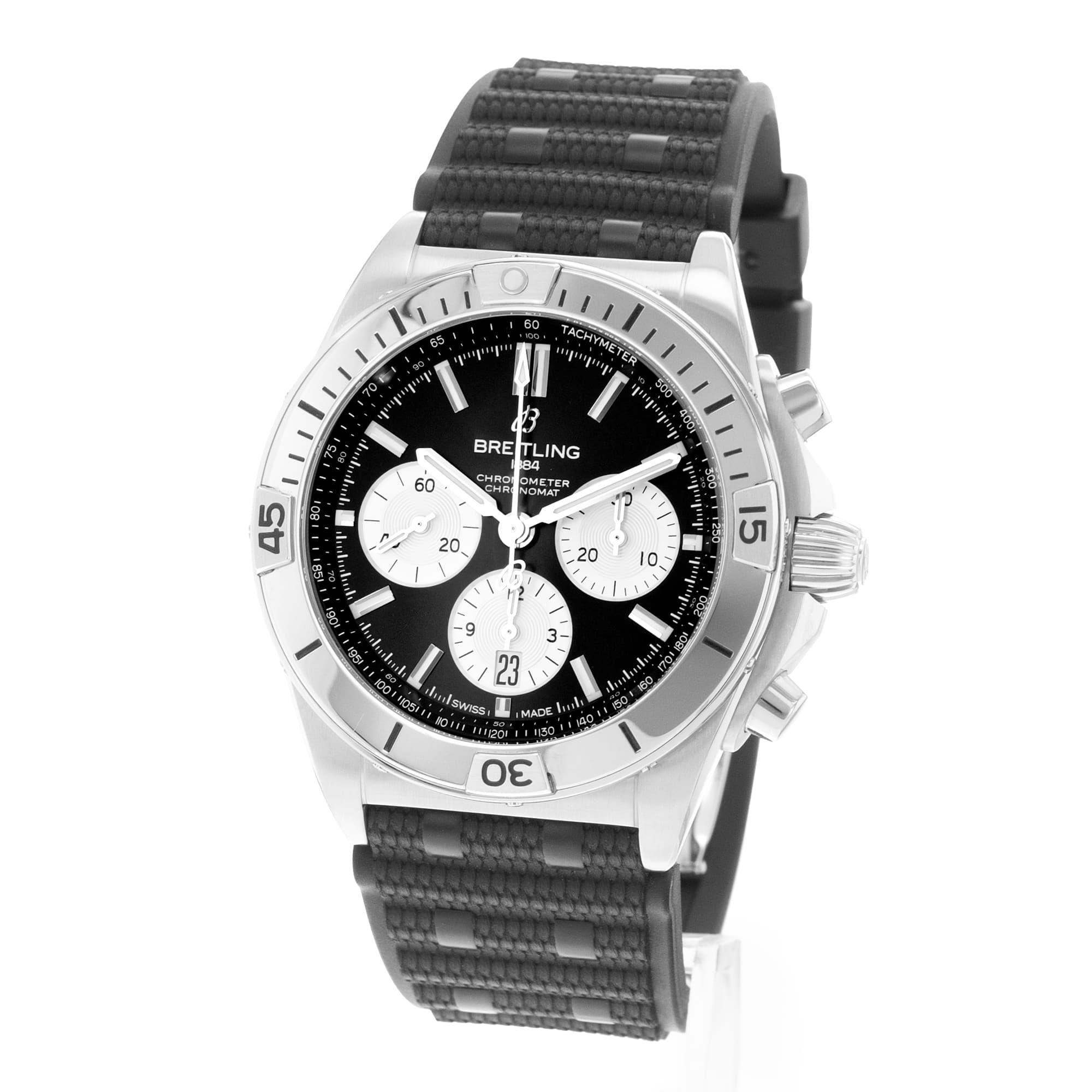 Breitling Chronomat AB0134101B2A1 42mm Black Dial Steel Mens Watch Box Card