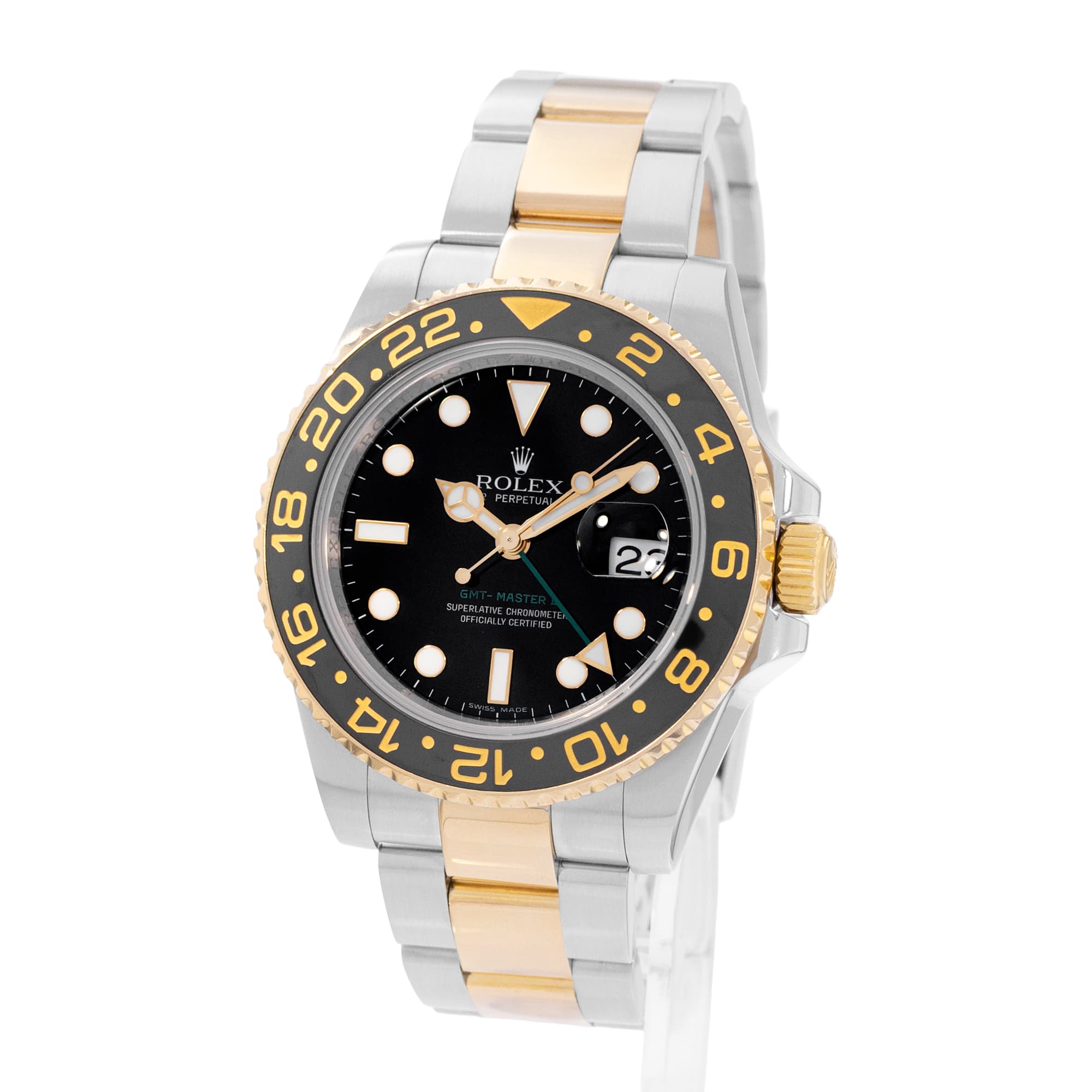 Rolex GMT-Master II 116713 Black Steel 18k Yellow Gold Mens Watch 2006