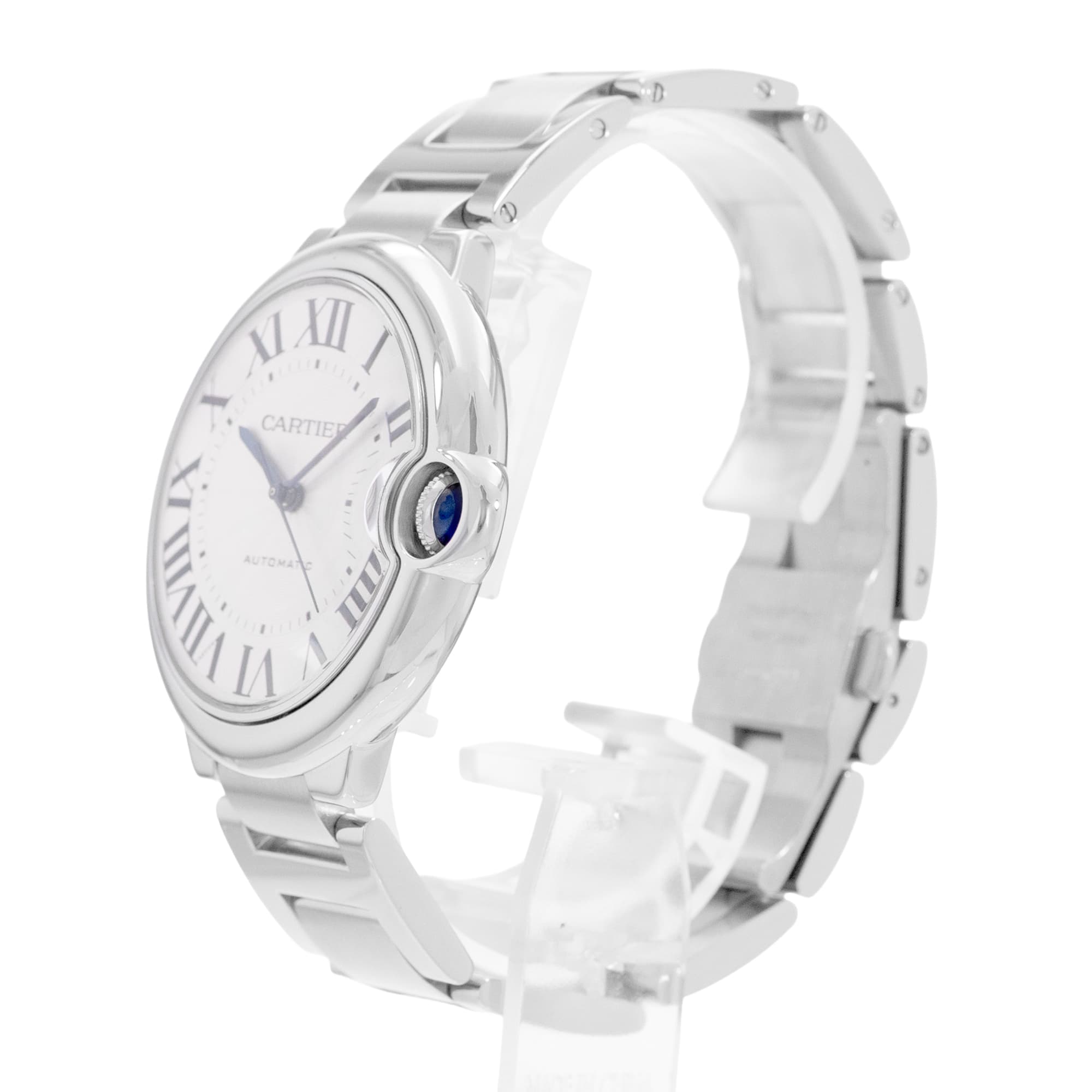 Cartier Ballon Bleu 42mm W69012Z4 3001 Silver Roman Dial Steel Mens Watch