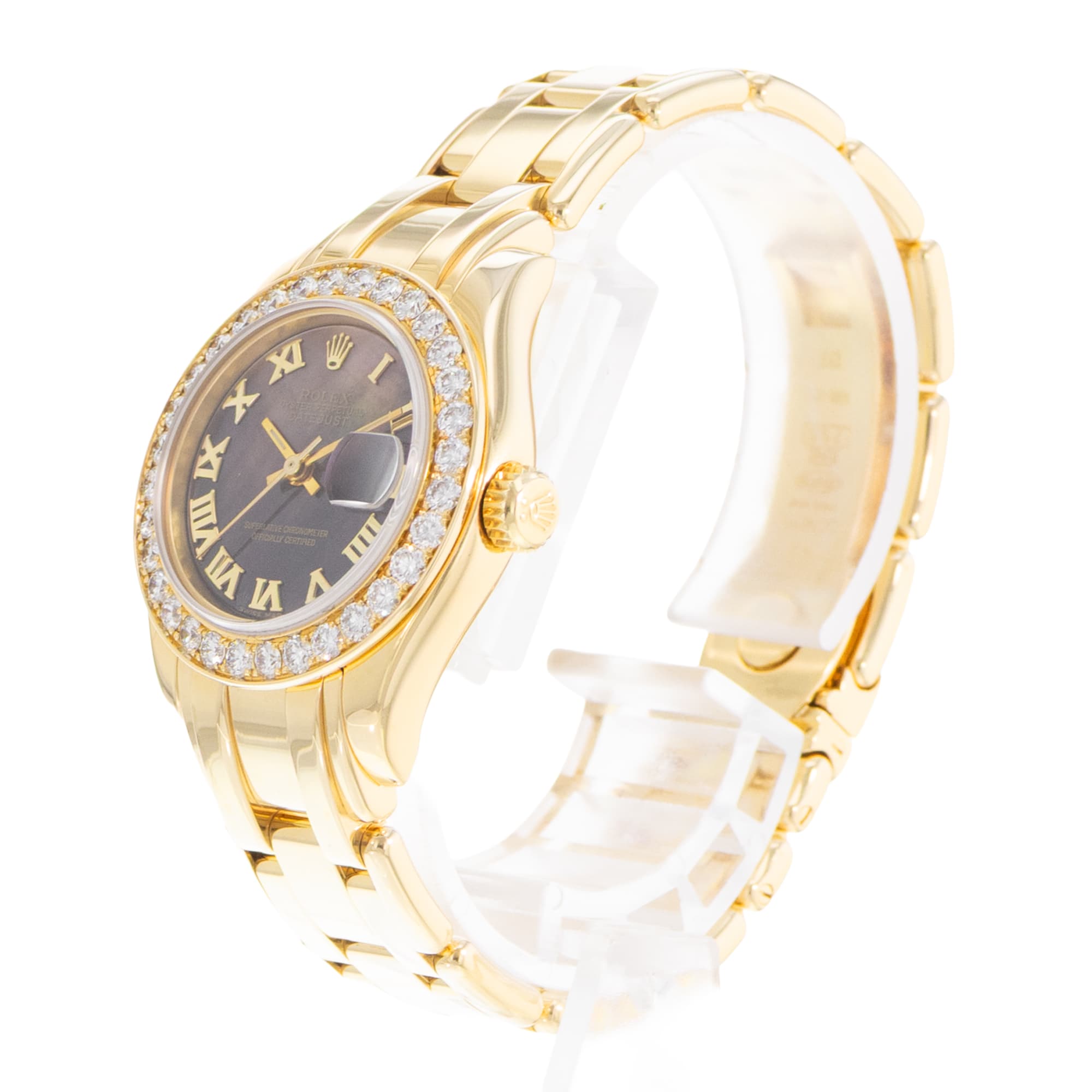 Rolex Pearlmaster 80298 29mm Mop Diamonds Yellow Gold Ladies Watch